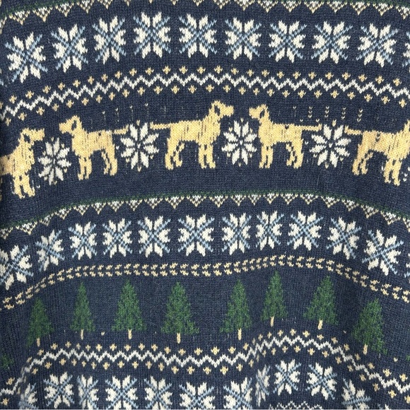 Crown & Ivy Men's Hound Christmas Tree Fairisle Crew Neck Sweater sz XL Holiday - Picture 4 of 12